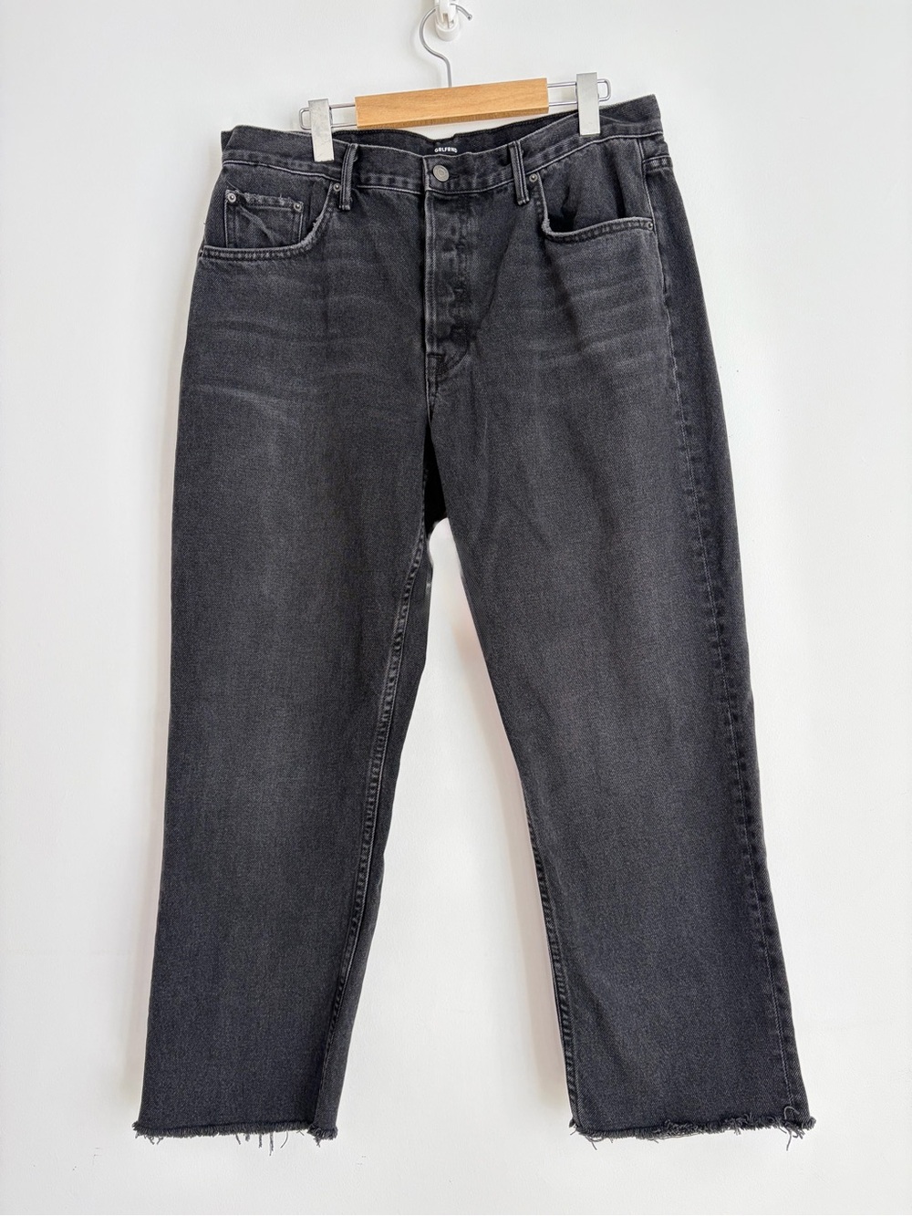 GRLFRND Helena High Rise Straight Raw Hem Jeans 90s Grunge 32
